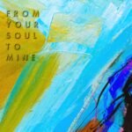 From Your Soul To Mine instrumental album cover by SampleDose, embroidered title on a gold and sky blue painted canvas